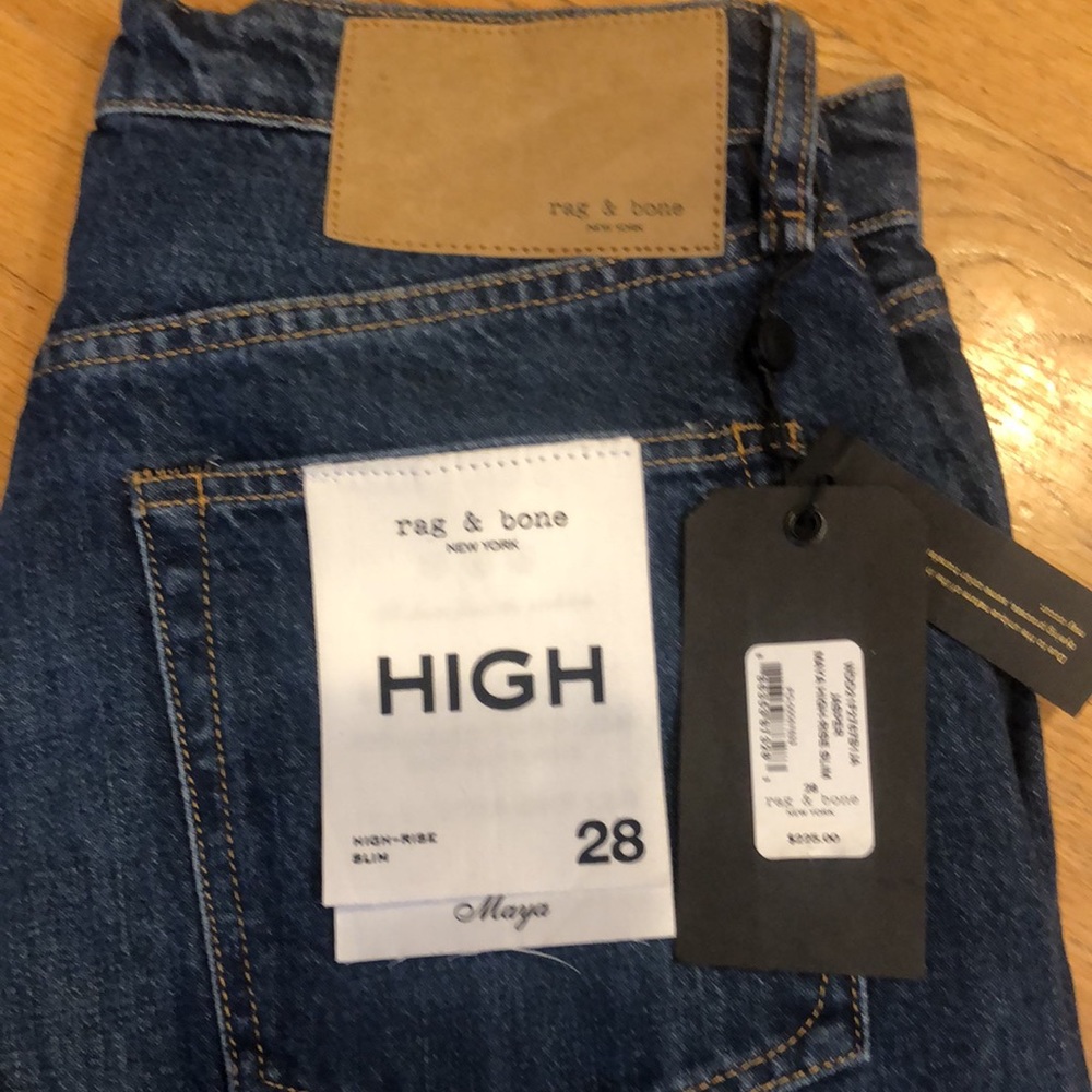 NWT Rag & Bone Jasper Maya high-rise slim button-fly jeans size 28